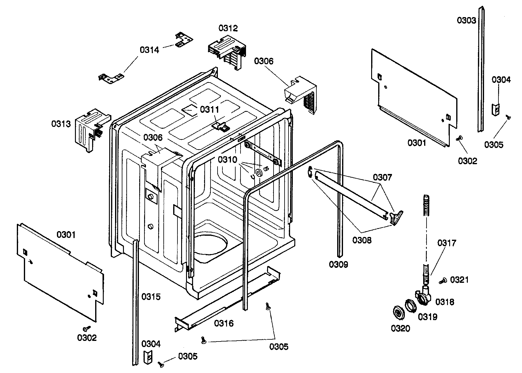 Bosch SHE44C05UC/22 cabinet parts diagram