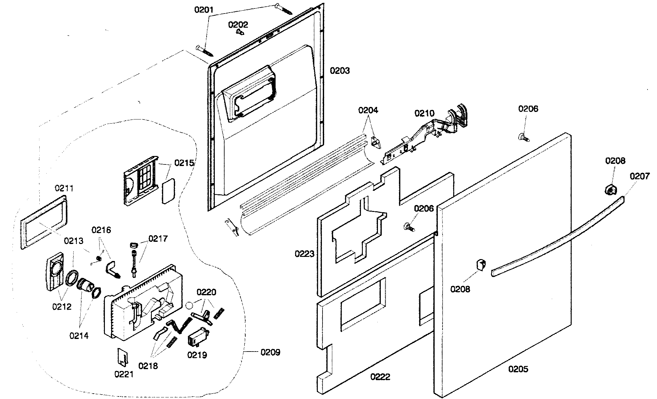 Bosch SHX46A05UC/21 door assy diagram