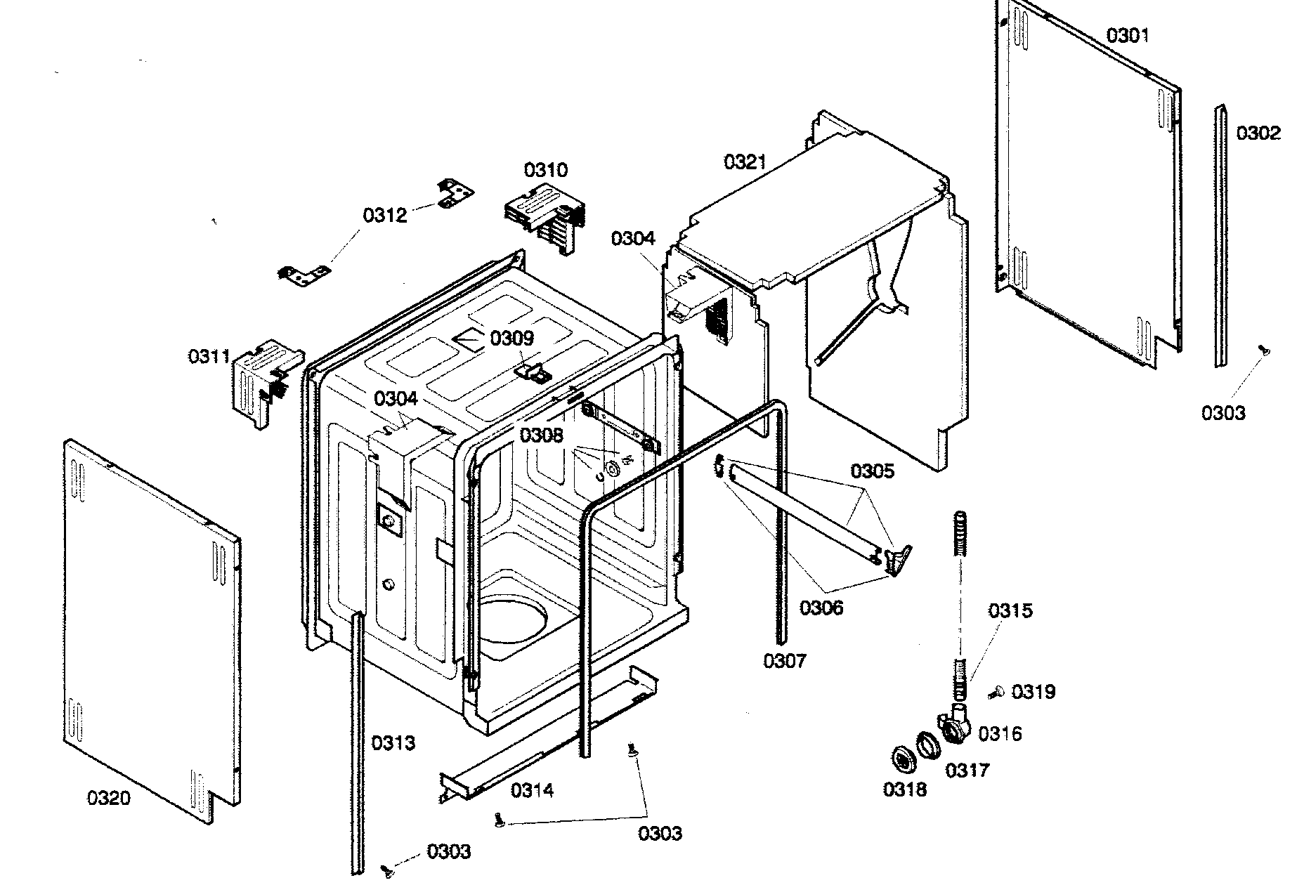Bosch SHX46A05UC/21 cabinet parts diagram