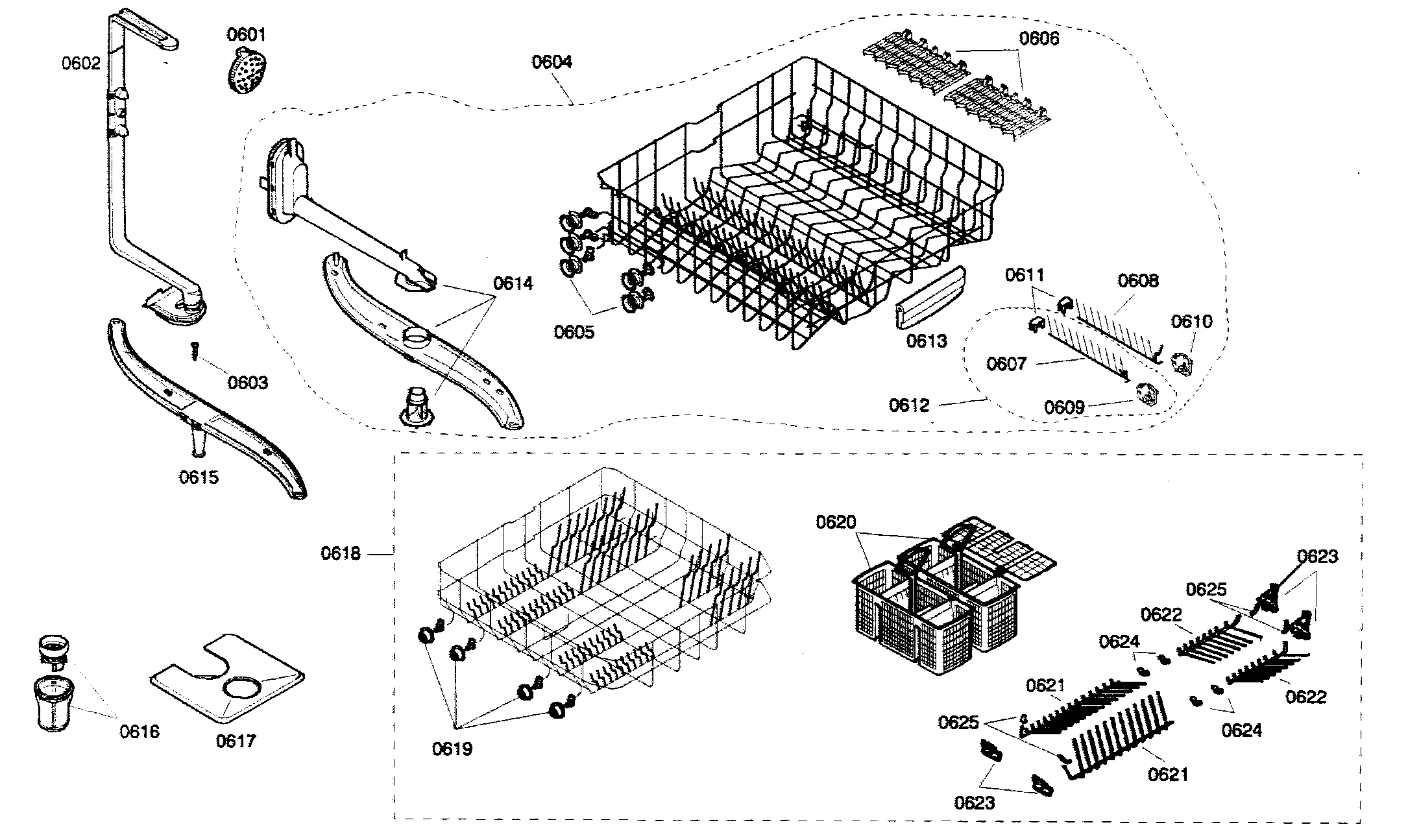 Bosch SHX46A05UC/21 basket assy diagram