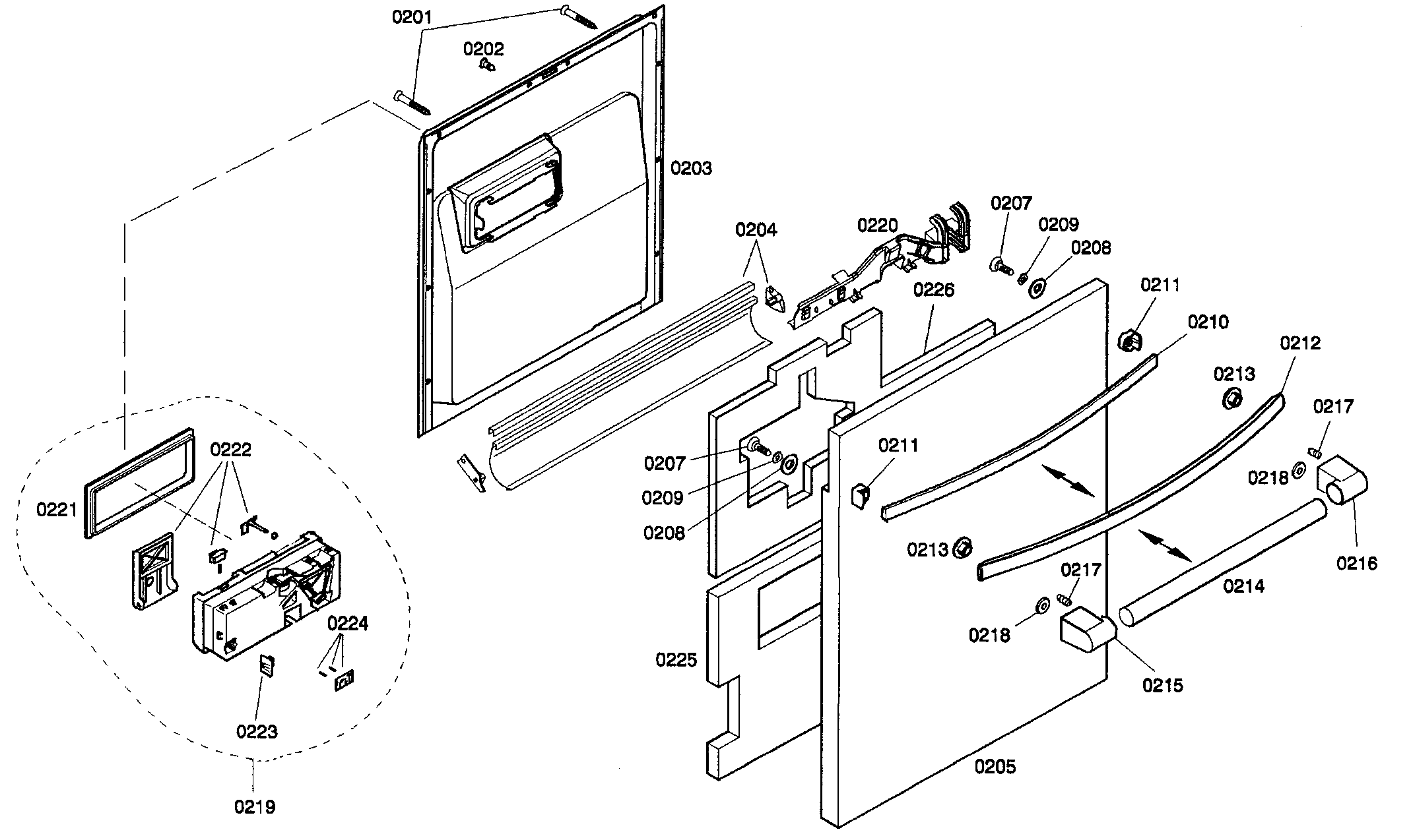 Bosch SHX99A15UC/19 door assy diagram