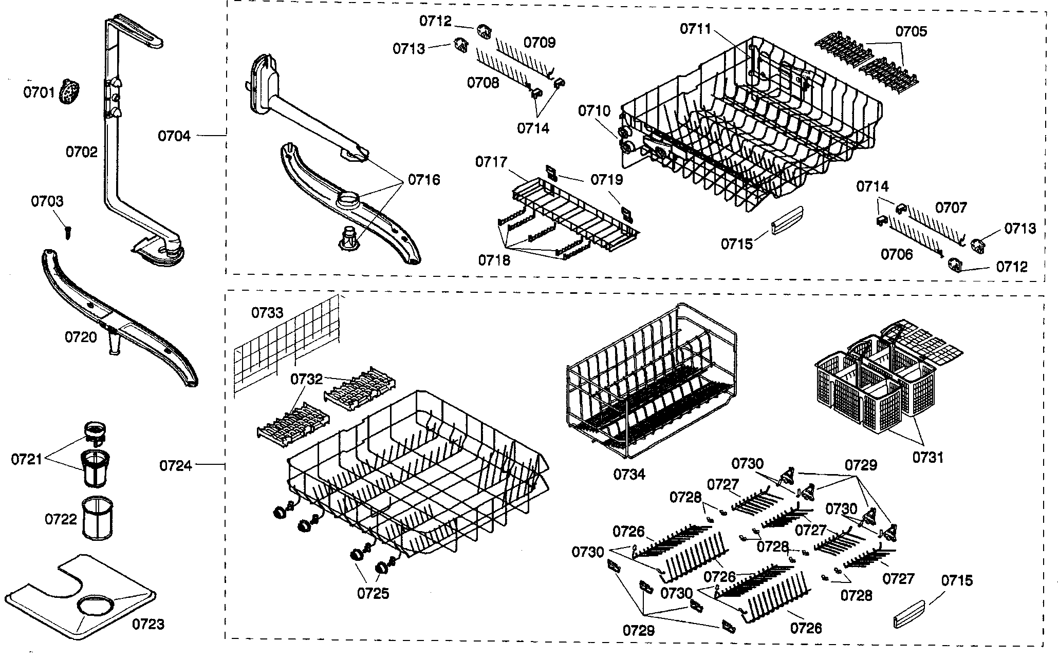 Bosch SHX99A15UC/19 basket assy diagram