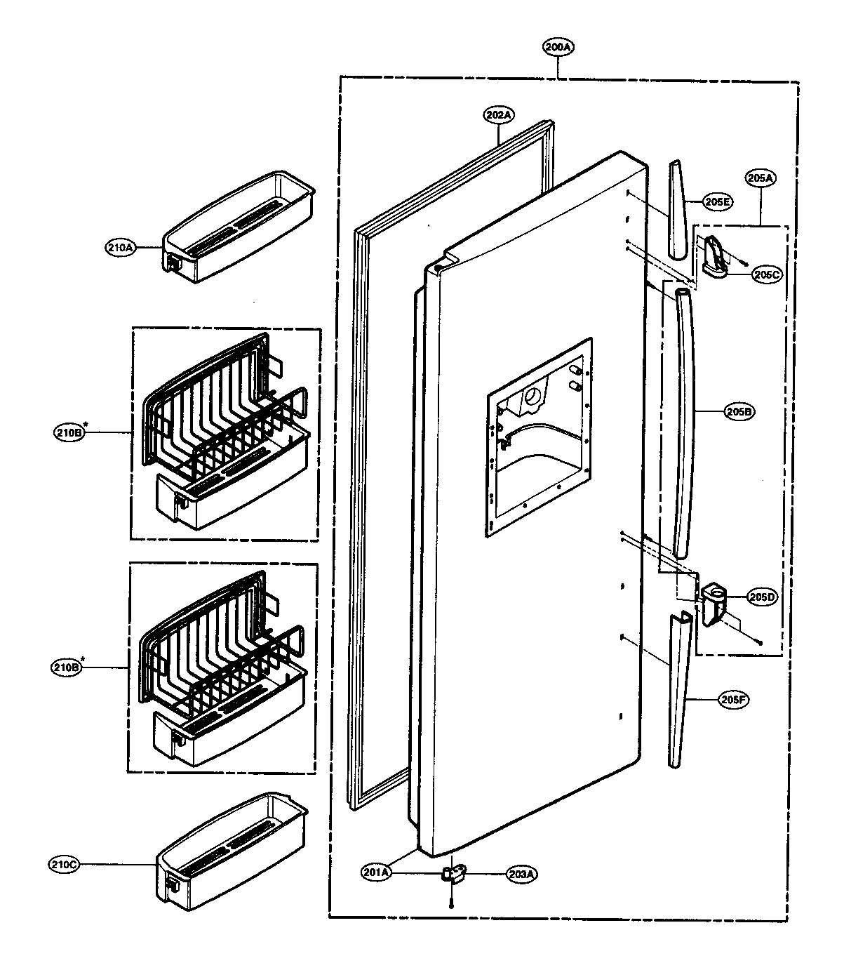 LG LRSC26944SW freezer door parts diagram