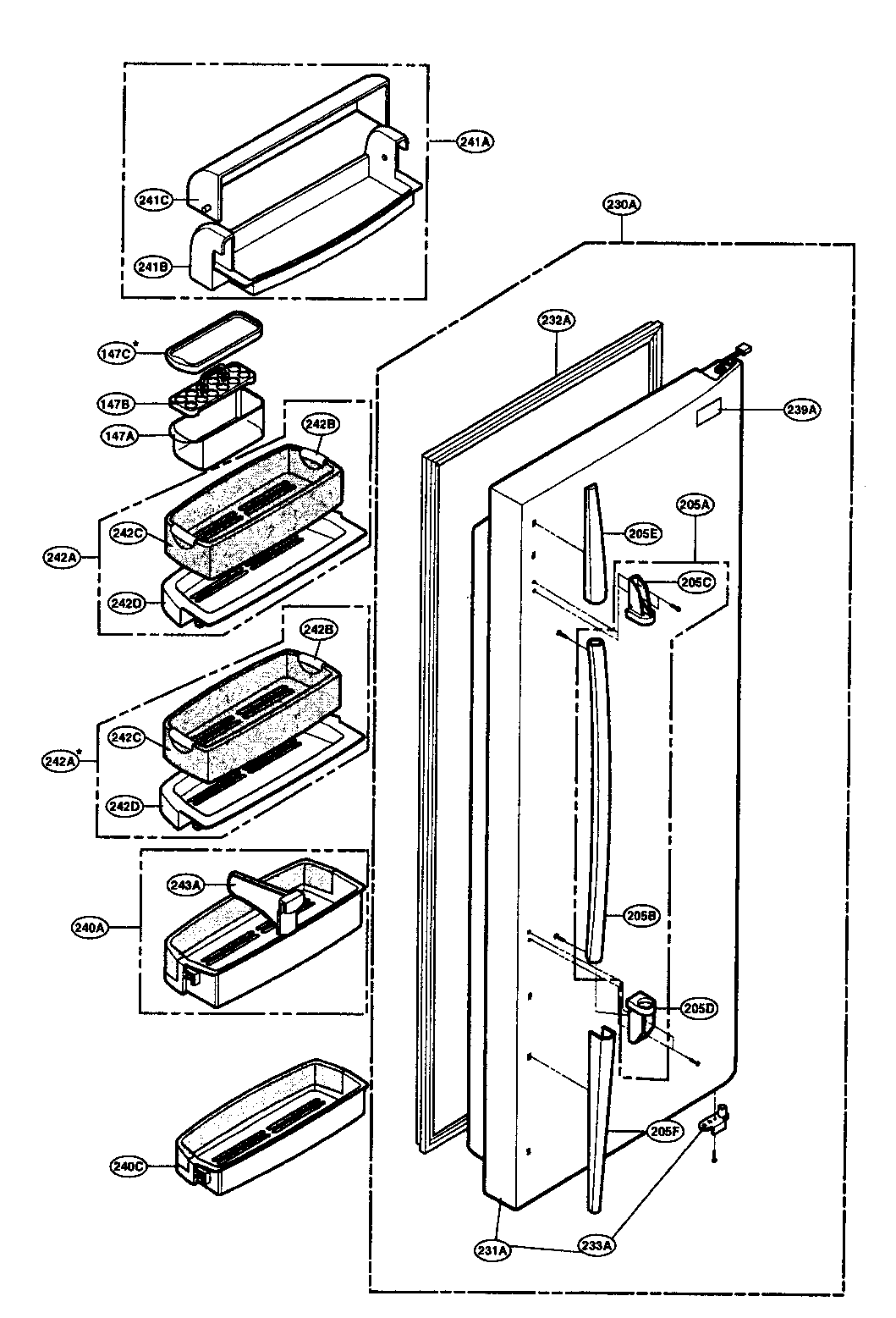 LG LRSC26944SW refrigerator door parts diagram