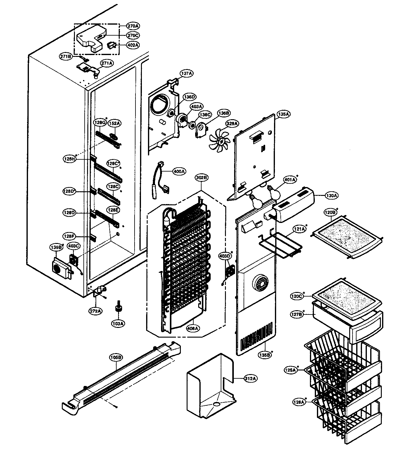 LG LRSC26944SW freezer parts diagram