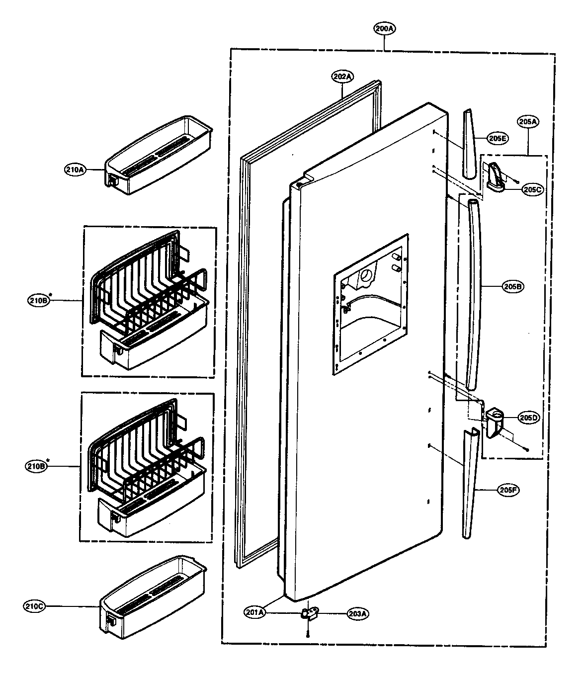 LG LRSC26980TT freezer door parts diagram