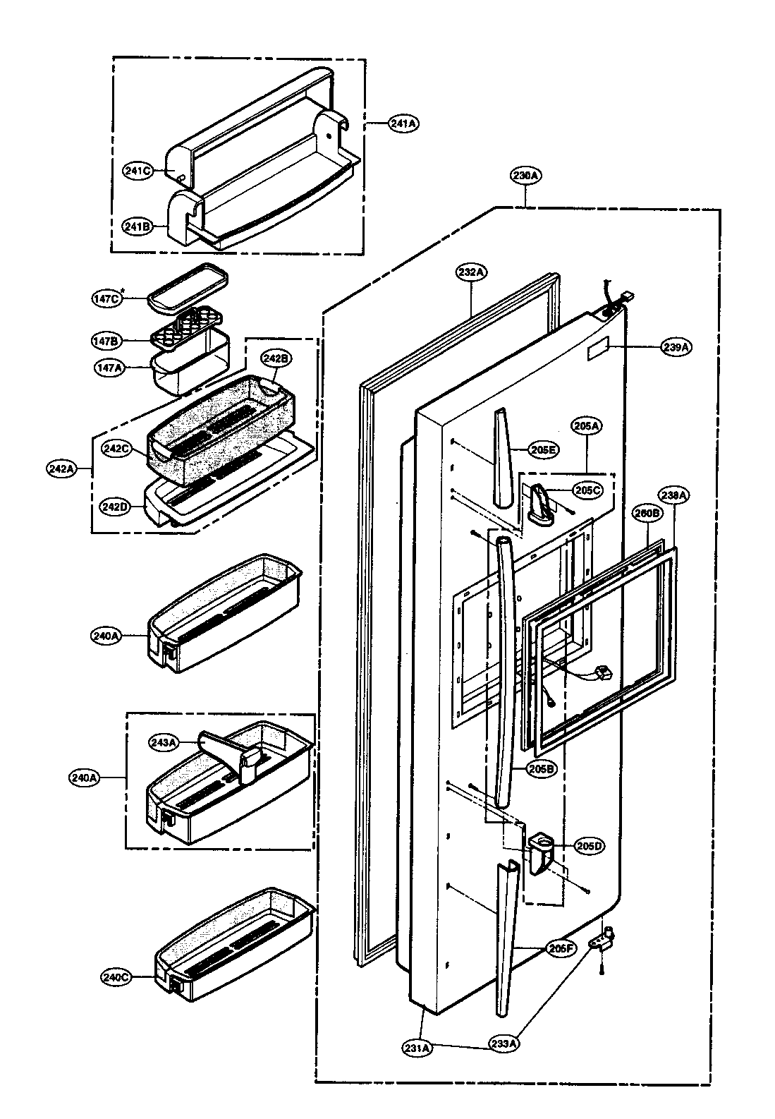LG LRSC26980TT refrigerator door parts diagram