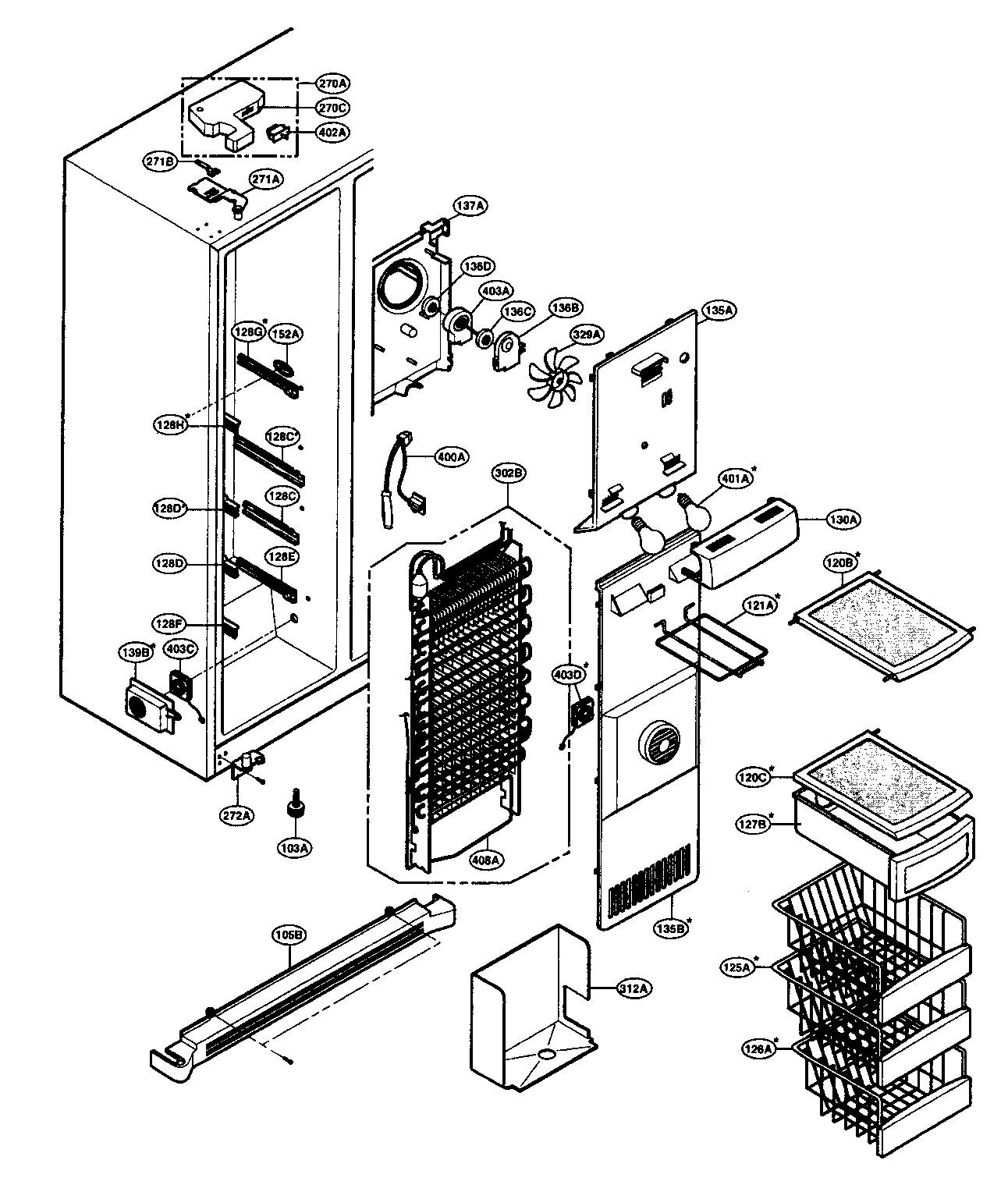 LG LRSC26980TT freezer parts diagram