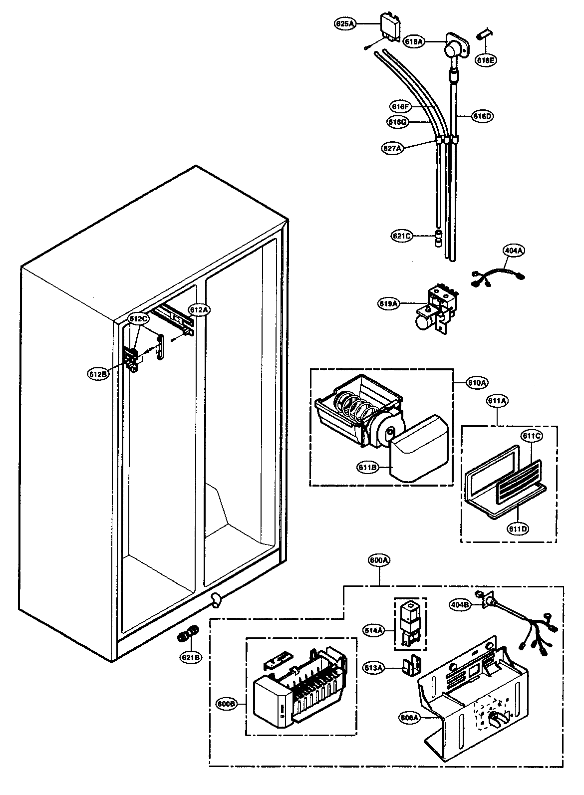 LG LRSC26980TT ice/water parts diagram