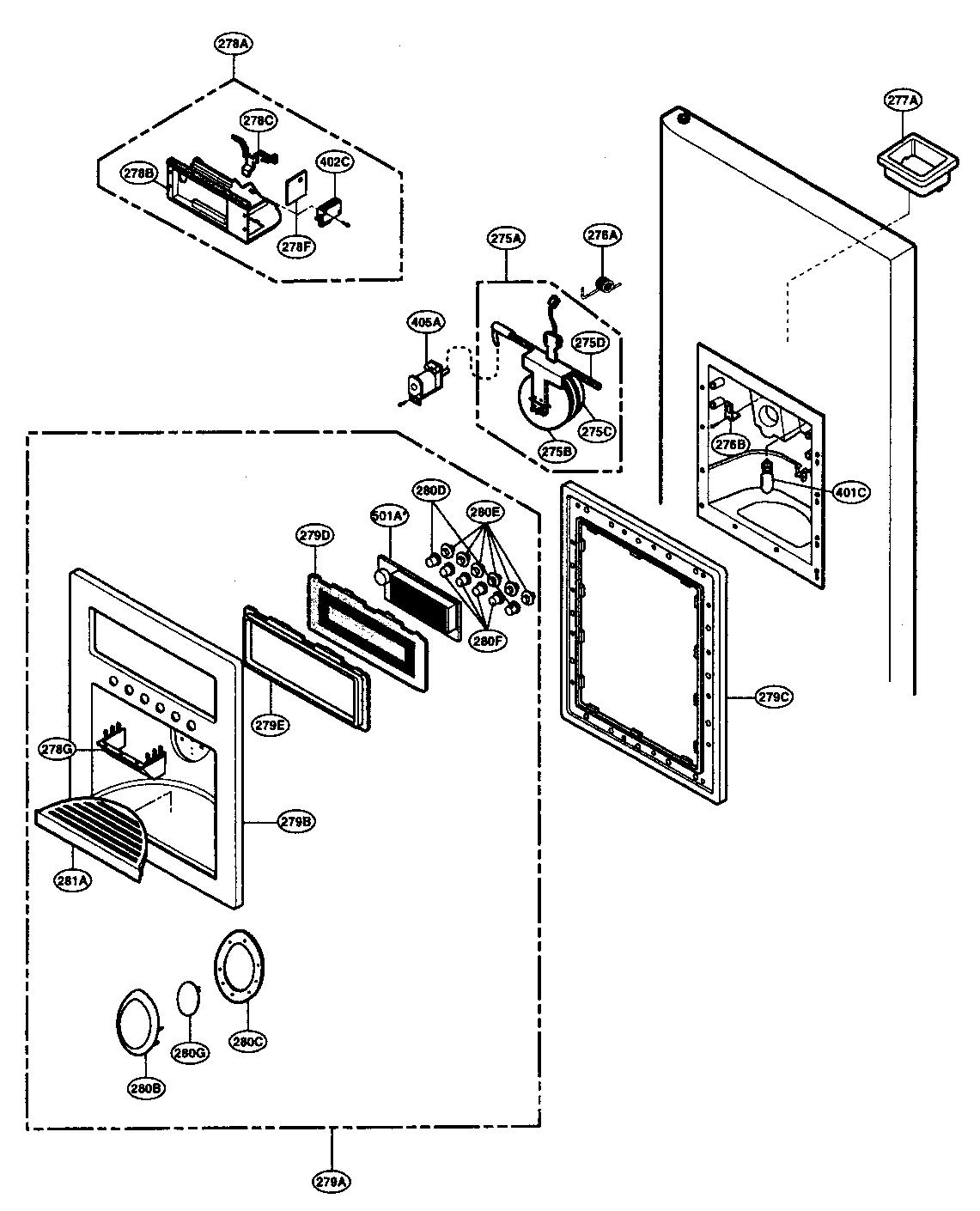 LG LRSC26980TT dispenser parts diagram