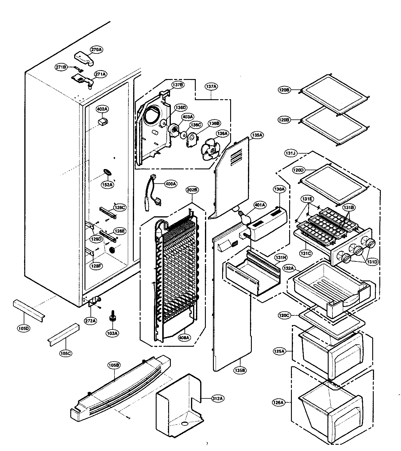 LG LRSCS21935SB freezer parts diagram