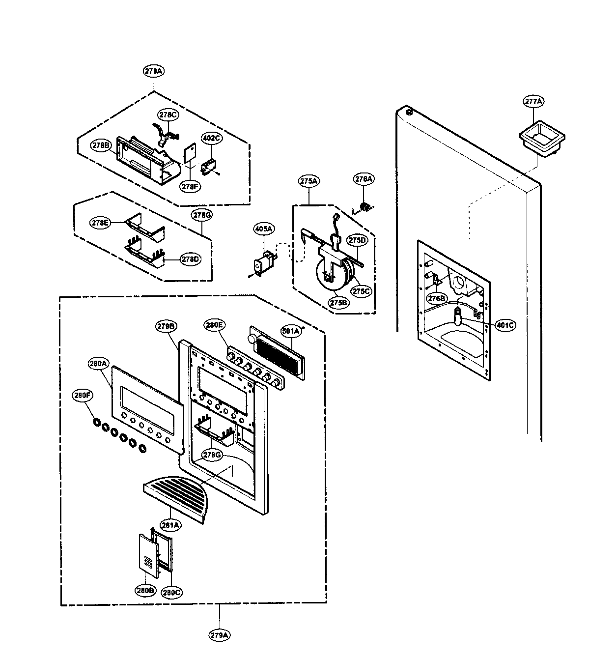 LG LRSCS21935SB dispenser parts diagram