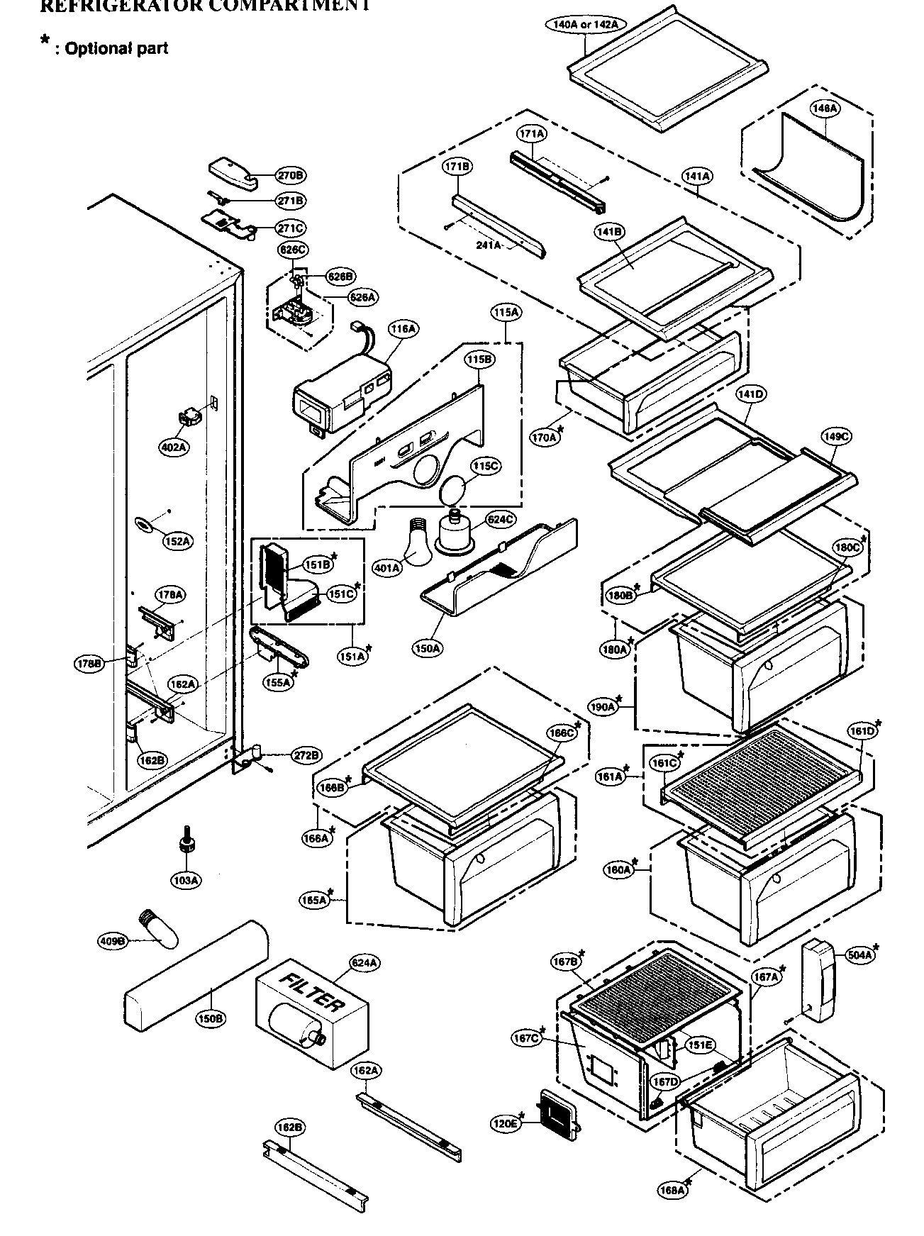 LG LRSCS21935SW refrigerator parts diagram