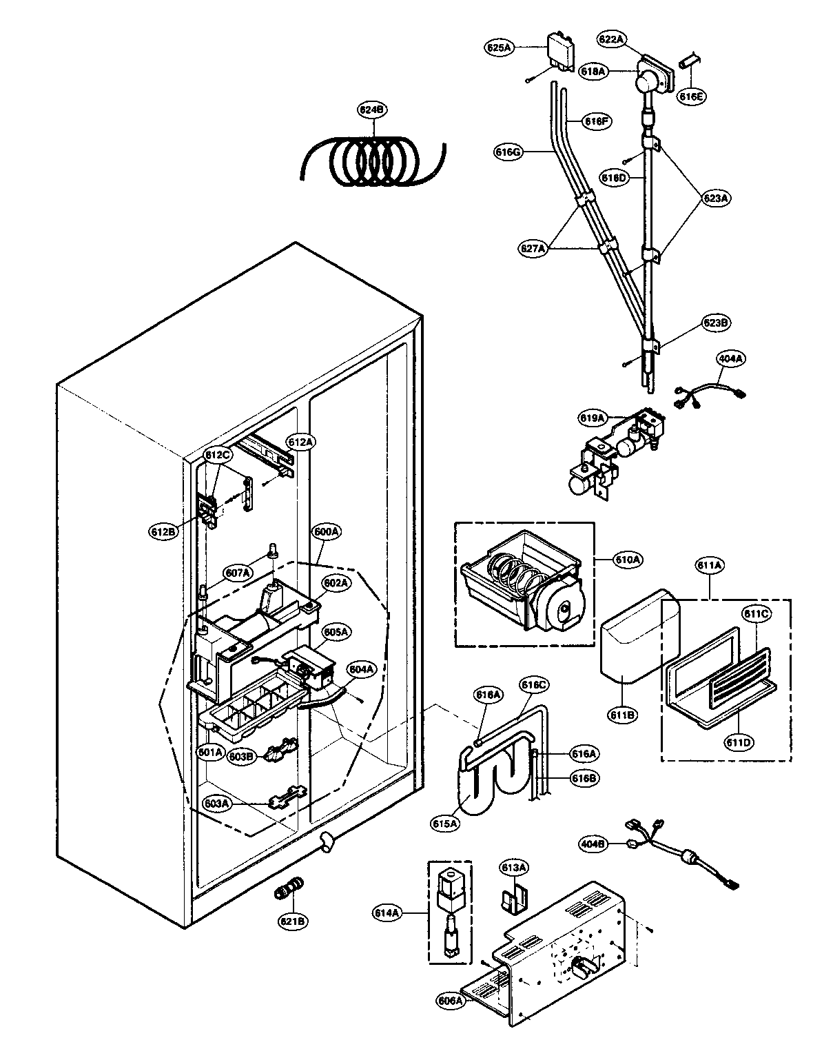LG LRSCS21935SW ice/water parts diagram