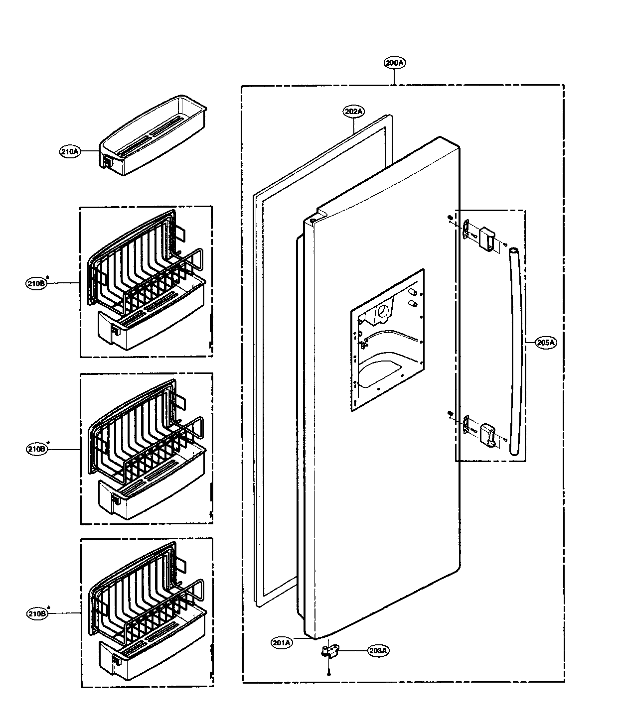 LG LRSCS21935SW freezer door parts diagram