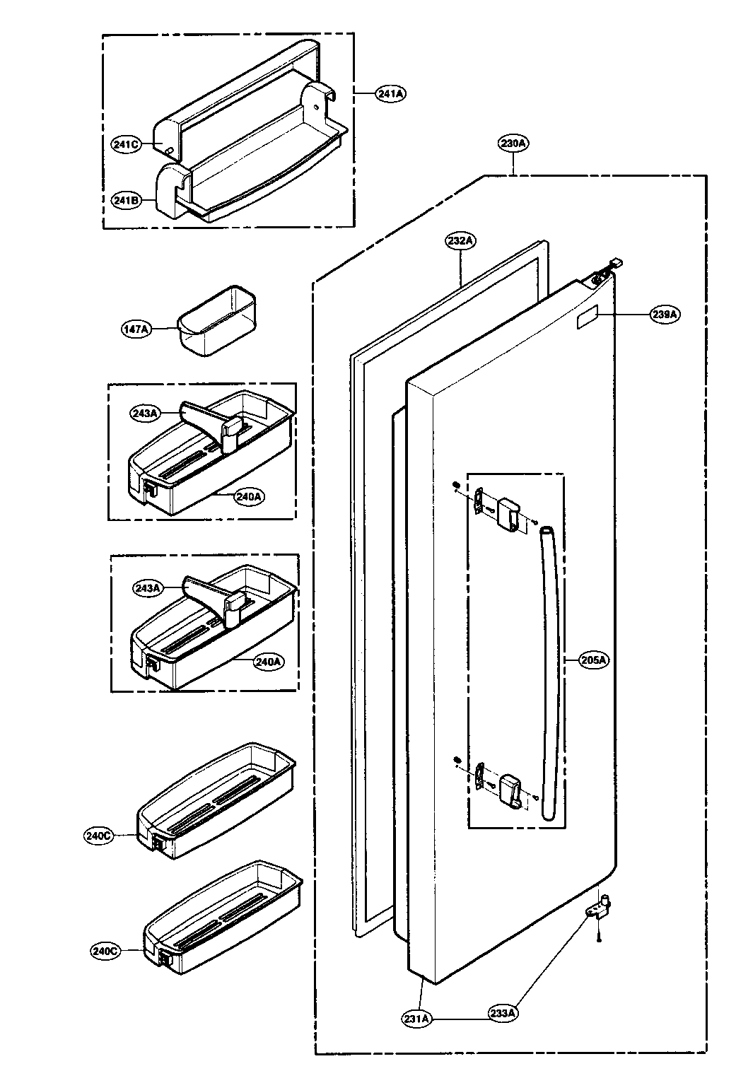 LG LRSCS21935SW refrigerator door parts diagram
