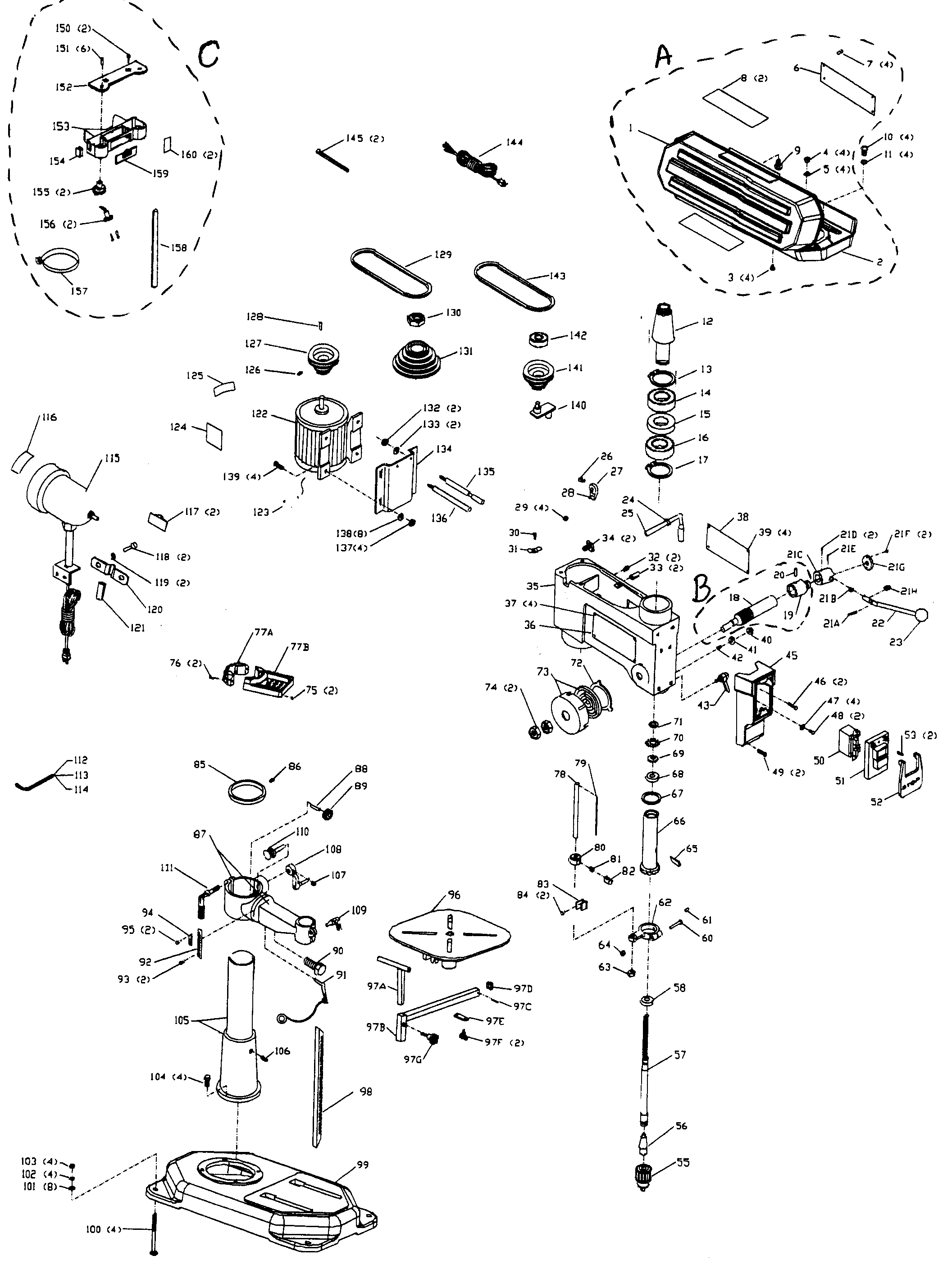 Craftsman 152229010 bench drill press diagram