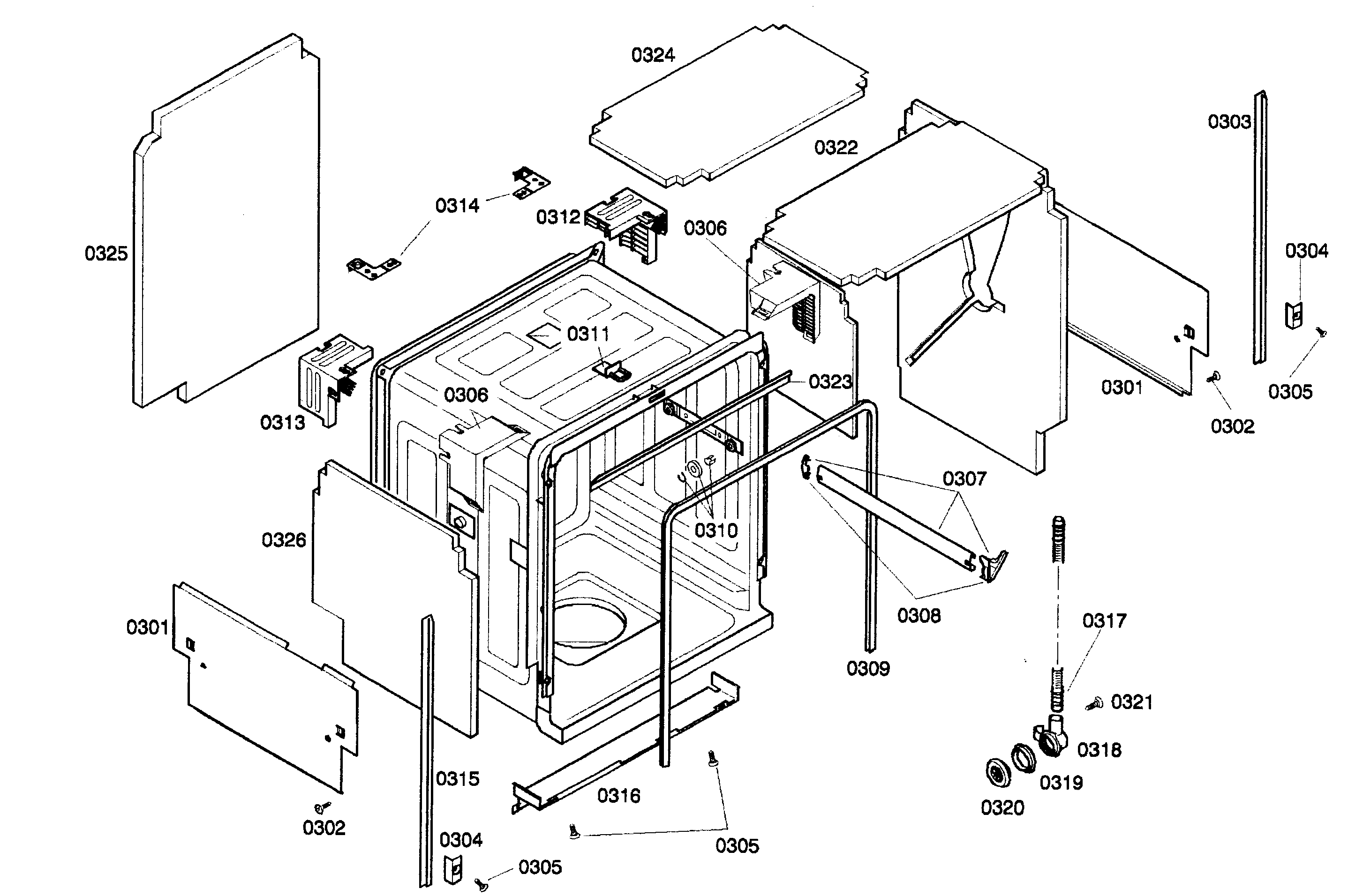 Bosch SHE66C05UC/22 outside cabinet diagram