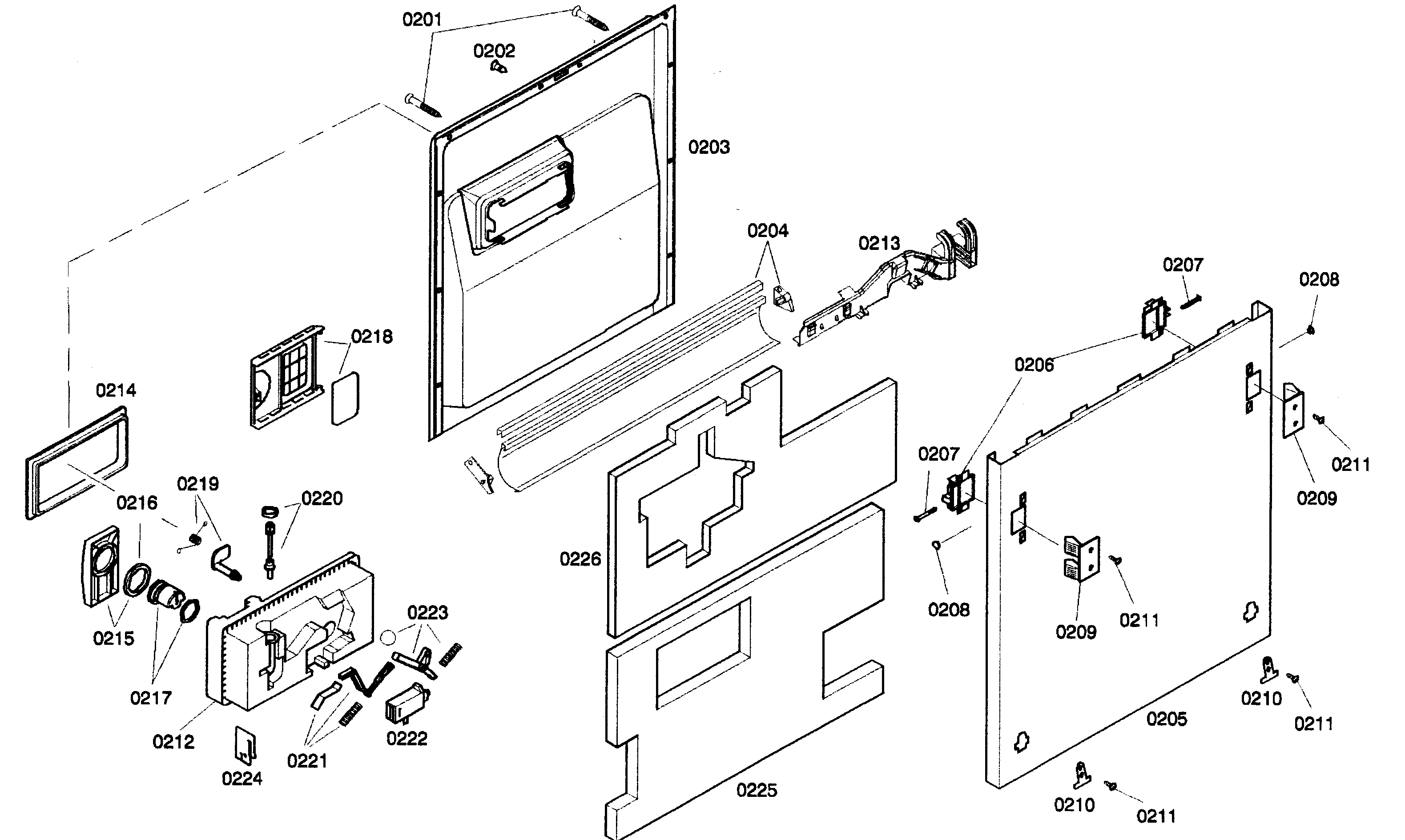 Bosch SHV57C03UC/22 door panel diagram