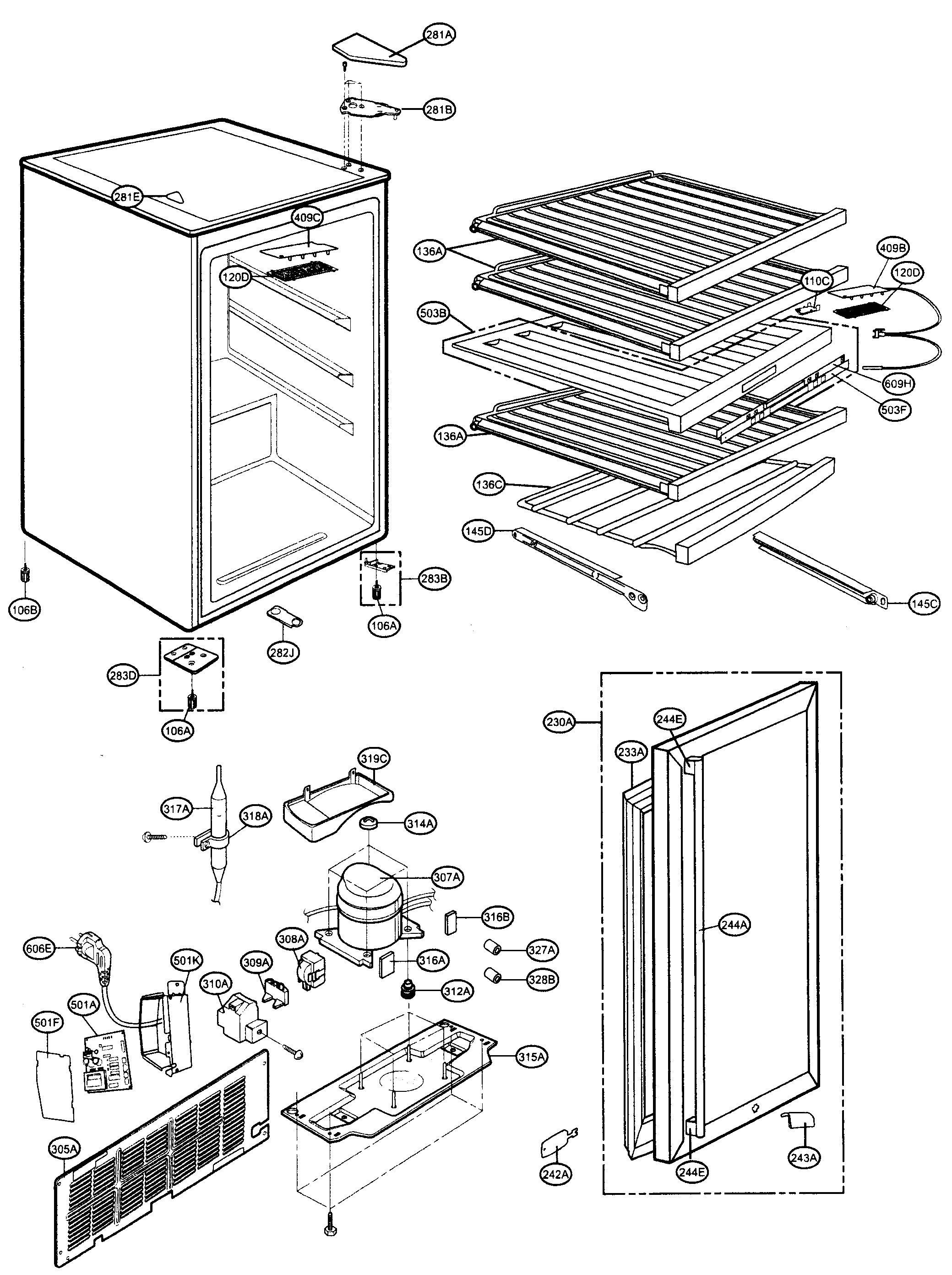 Kenmore Elite 79513483500 cabinet parts diagram