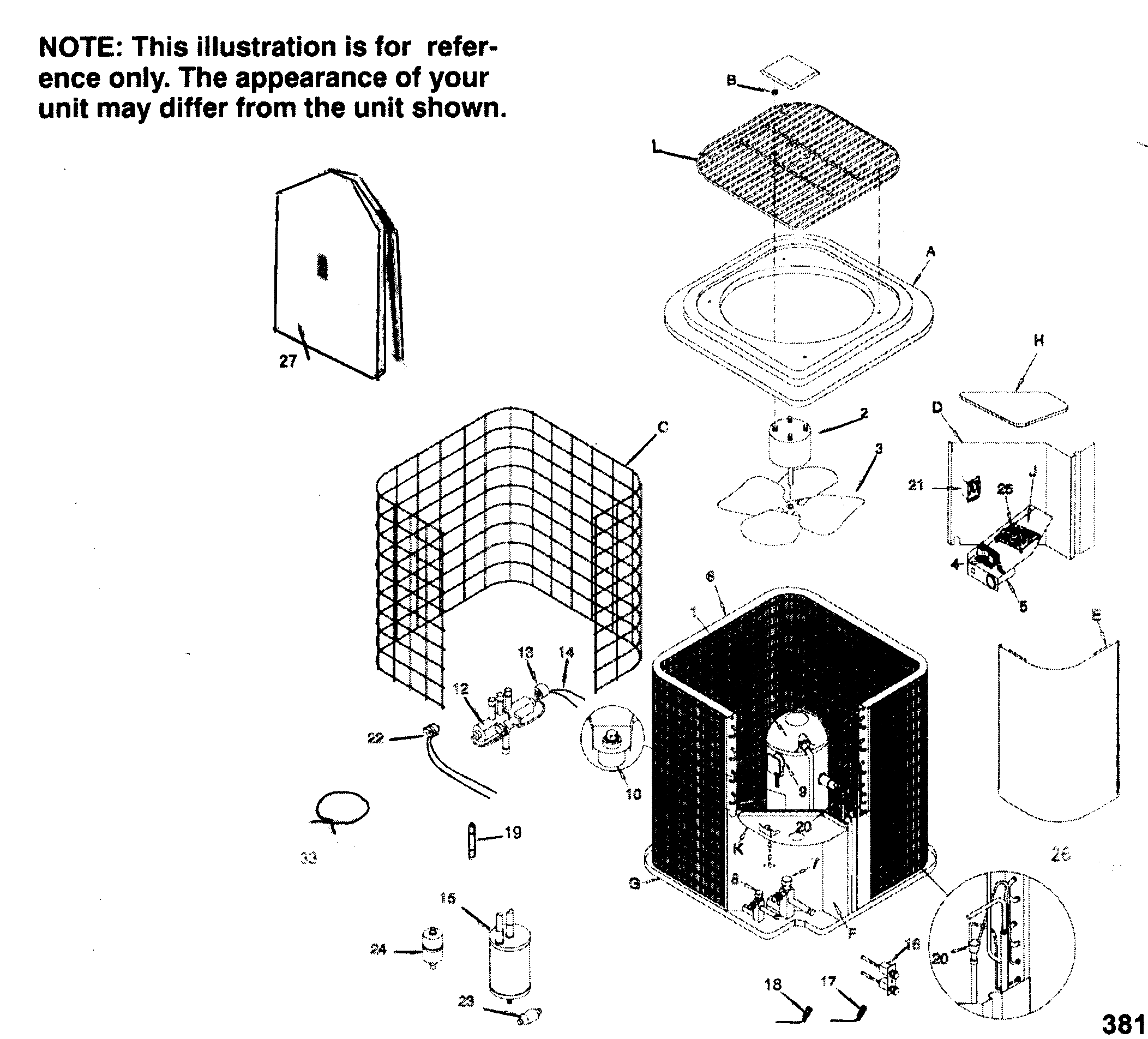 ICP HXH230AKC1 cabinet parts diagram