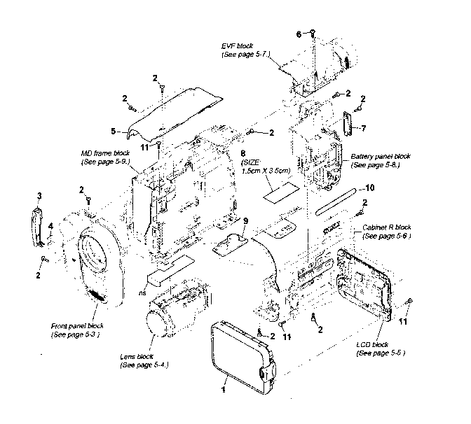 Sony DCR-TRV280 cabinet parts diagram