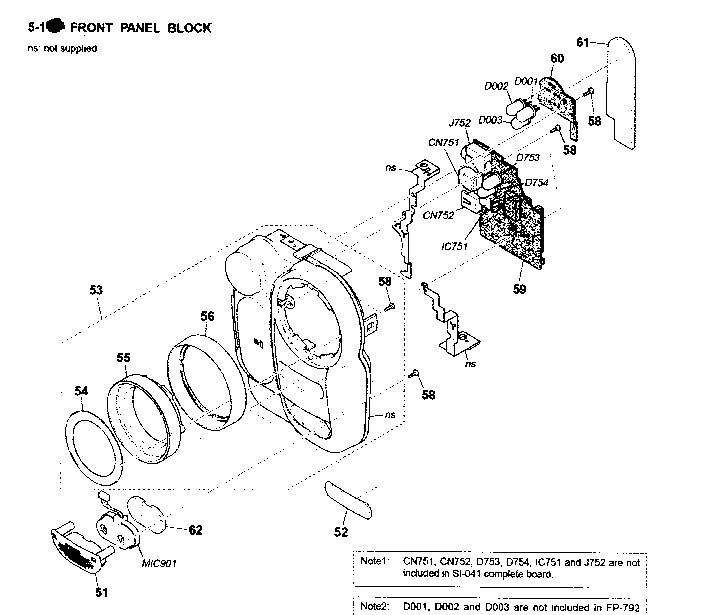 Sony DCR-TRV280 front panel block diagram