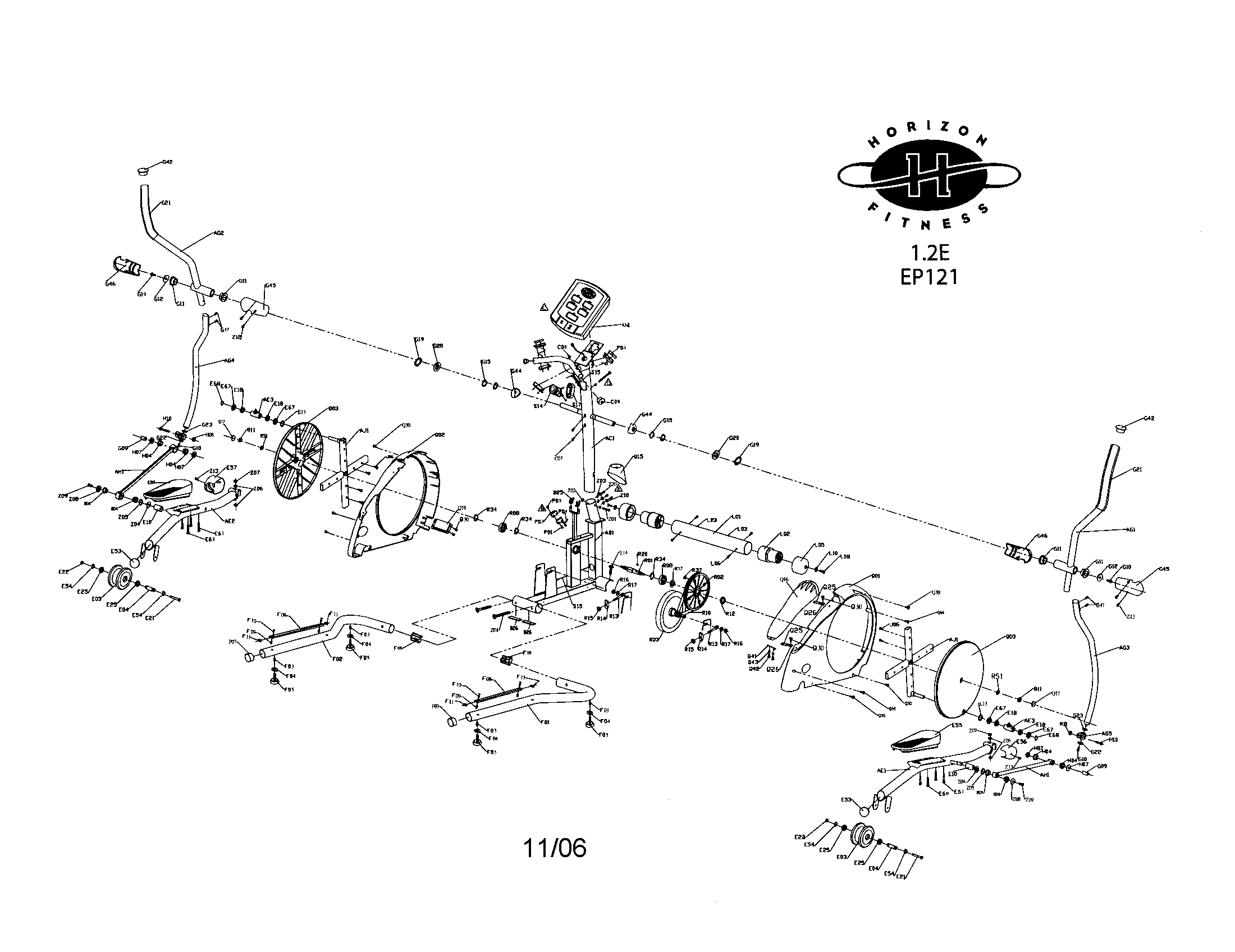 Horizon 1.2E elliptical assy diagram