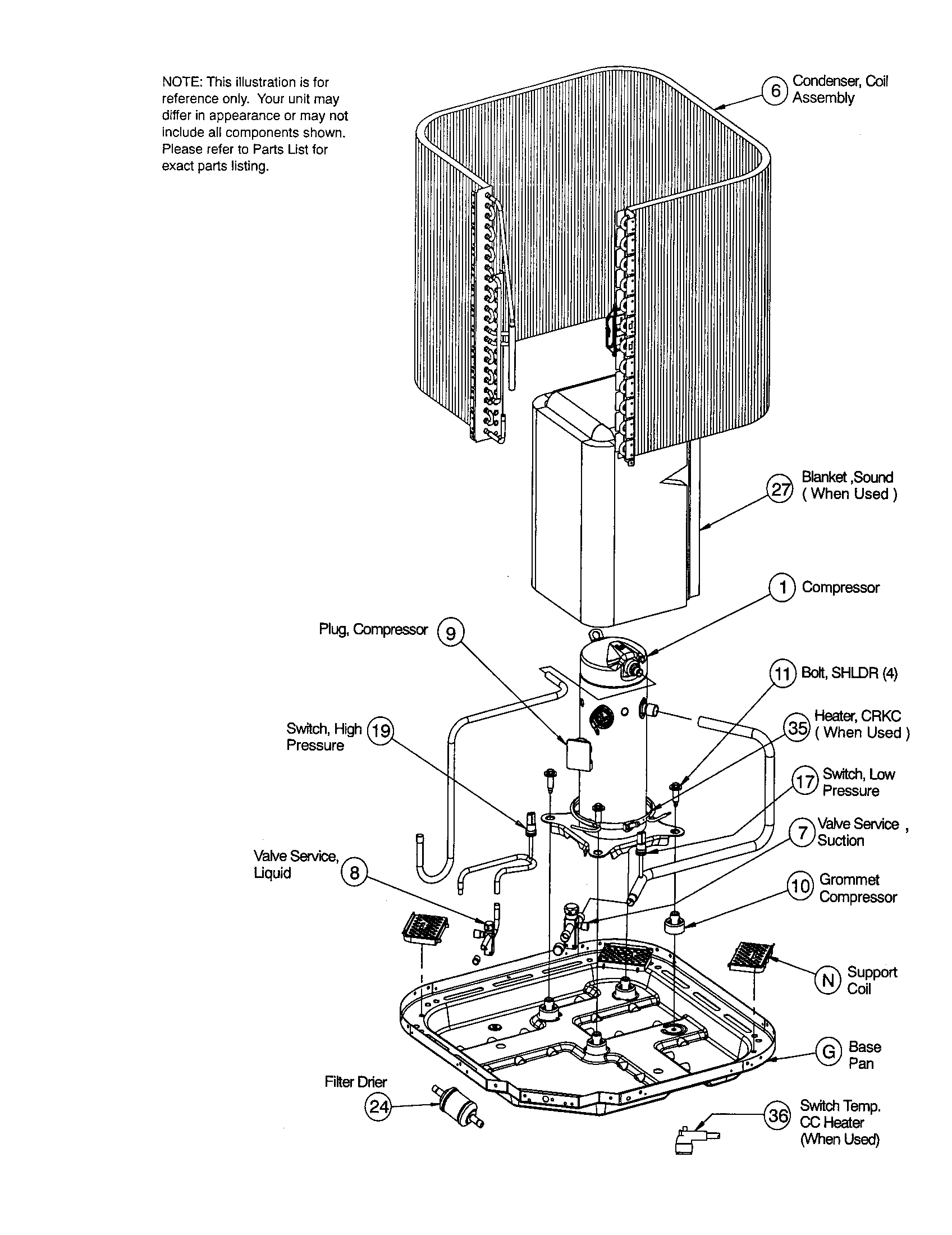 ICP H4A360GKA100 refrigeration components diagram