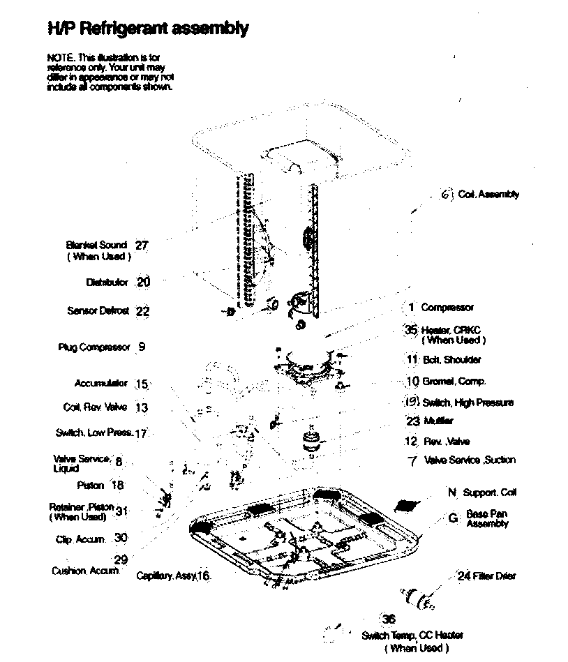 ICP H4H348GKA100 refrigeration components diagram