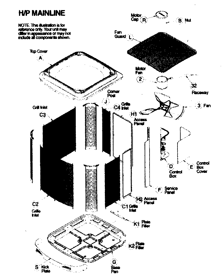 ICP H4H348GKA100 cabinet parts/fan/motor diagram