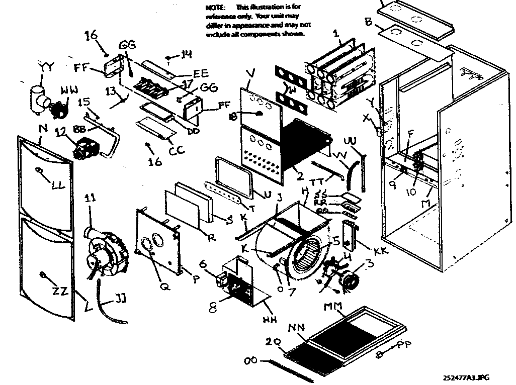 ICP T9MPT100J16C1 furnace assy diagram
