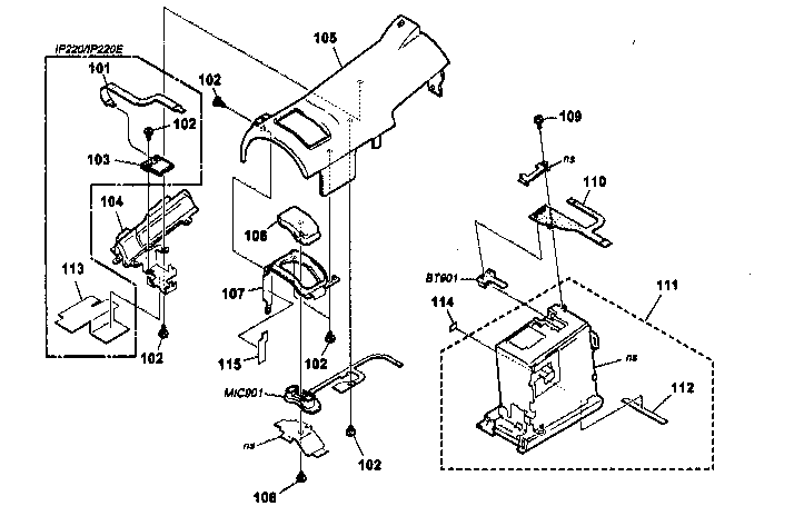 Sony DCR-IP220 cabinet parts upper diagram