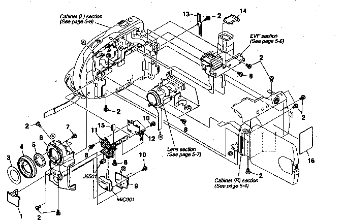 Sony DCR-DVD301 cabinet parts 1 diagram