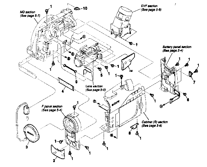 Sony DCR-DVD100 cabinet parts diagram