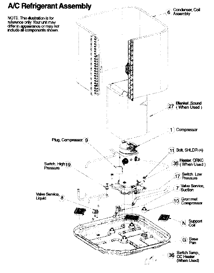 ICP T4A342GKA100 refrigerant assy diagram
