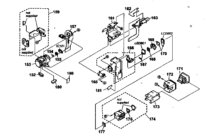Sony DCR-PC120BT lens/evf assy diagram