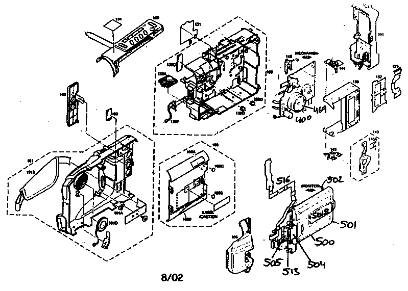 JVC GR-SXM730U cabinet parts 1 diagram