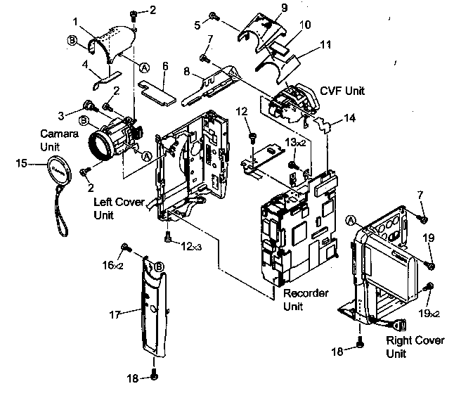 Canon ELURA40MCA casing parts diagram