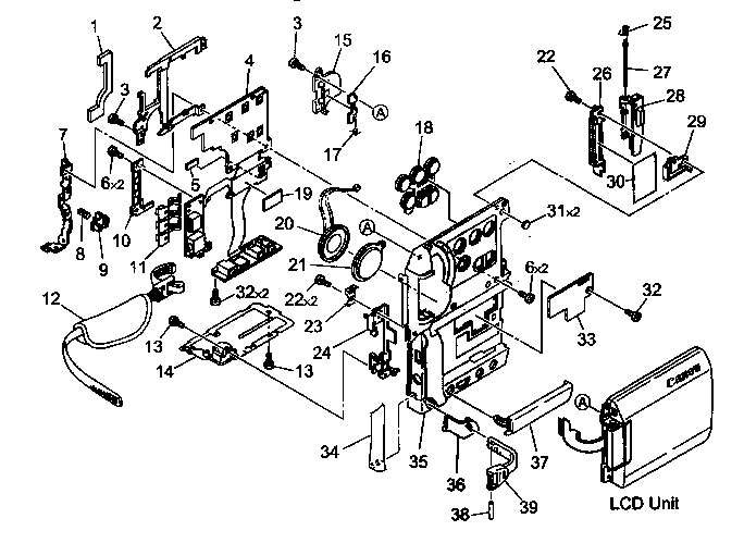 Canon ELURA40MCA right cover assy diagram