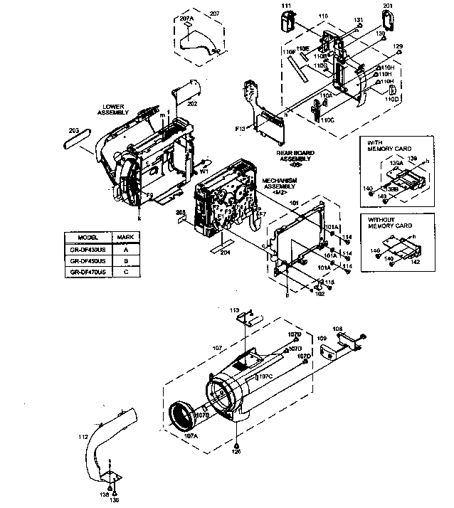 JVC GR-DF450US cabinet parts 1 diagram