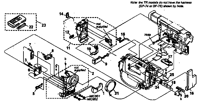 Sony DCR-TRV203 front panel/battery panel diagram