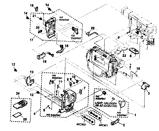 Sony CCD-TRV63 front panel/battery panel diagram