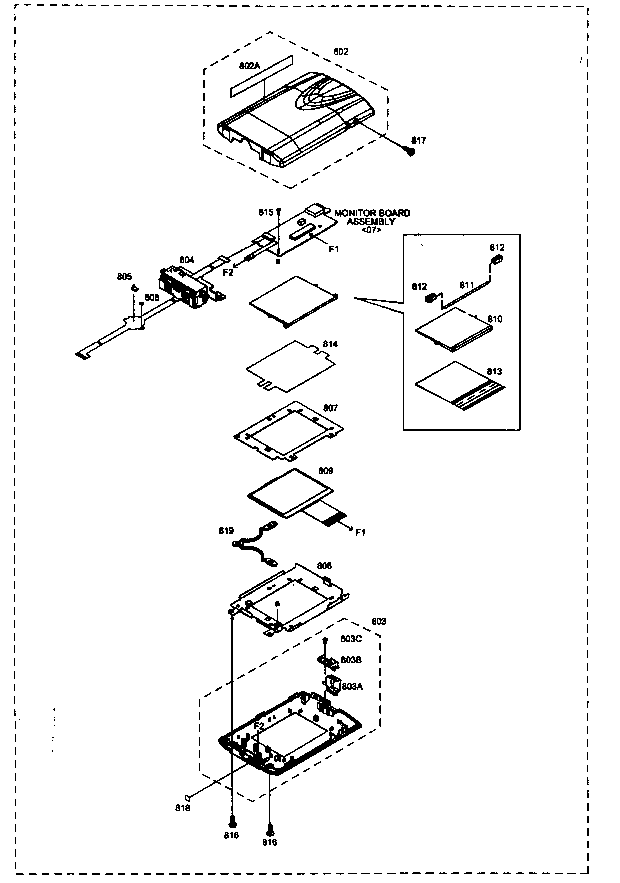 JVC GR-AXM18US monitor assy diagram