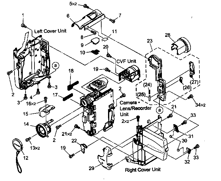 Canon ELURA2MCA casing parts diagram