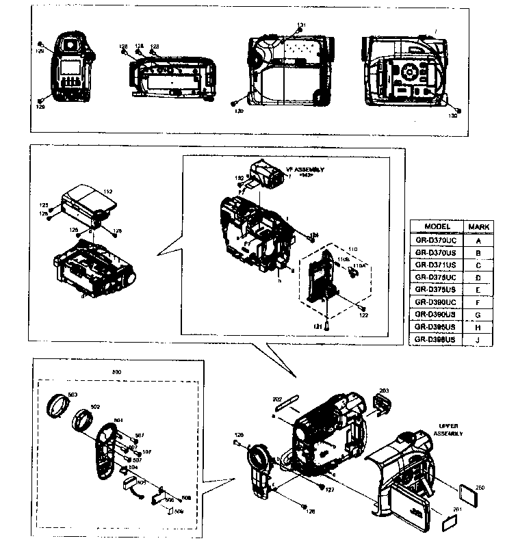 JVC GR-D395US cabinet parts 1 diagram