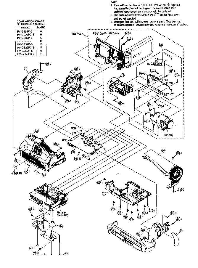 Panasonic PV-GS29P cabinet parts diagram