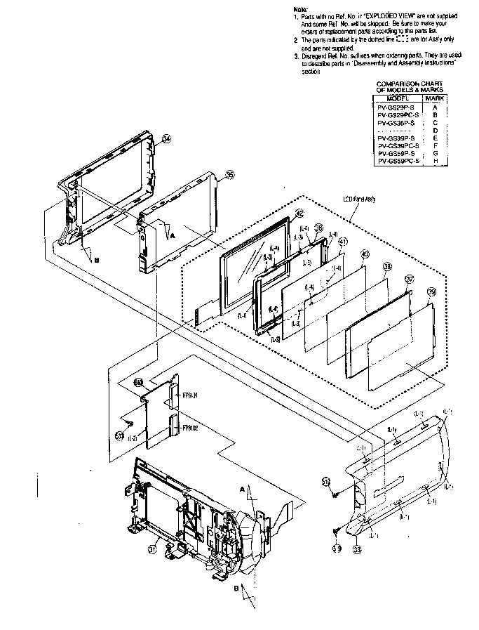 Panasonic PV-GS29P r shaft case/lcd assy diagram