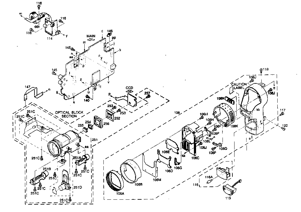 JVC GR-SXM321U front assy diagram