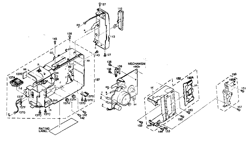 JVC GR-SXM321U frame assy diagram
